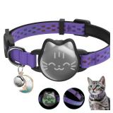 Waterproof Airtag Cat Collar, Breakaway Cat Airtag Collar with Luminous and Reflective Pattern Strap, Lightweight Kitten Collars for Apple Air tag, Hidden Holder for GPS Tracker - Cats, Kittens (9-13\