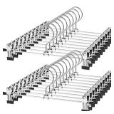 NORTHERN BROTHERS Pants Hangers with Clips Heavy Duty 20 Pack, Adjustable Metal Pants Hanger, Skirt Hangers with Clips Space Saving Hangers for Jeans - Retail: $22