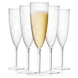 HyHousing 6 Oz Clear Plastic Champagne Glasses 4 Pack, Hard Disposable Plastic Champagne Flute Ideal for Home Daily Life Party Wedding Toasting Drinking Champagnes,New Years Eve Party Supplies - Retai
