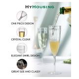 HyHousing 6 Oz Clear Plastic Champagne Glasses 4 Pack, Hard Disposable Plastic Champagne Flute Ideal for Home Daily Life Party Wedding Toasting Drinking Champagnes,New Years Eve Party Supplies - Retai