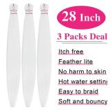Col bling Braiding Hair Pre Stretched 28 Inch 3 Packs White Long Braid Hair Extensions for Women Box Braids Hair Pre-Stretched Yaki Texture Professional Synthetic Knotless 28 Inch - Retail: $10
