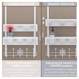 Aimeaihe Adjustable Over The Door Hooks Organizer, Door Hanger Coat Rack with 2 Mesh Baskets and 10 Hooks, Back of Door Storage Organizer for Bedroom,Bathroom,Kitchen (White) - Retail: $20