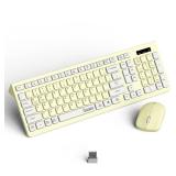 Wireless Keyboard and Mouse Combo, Full-Sized Wireless Keyboard and Adjustable DPI Mouse, 2.4GHz USB Receiver, Keyboard and Mouse for PC, Windows, Desktop, Laptop (Canary Yellow) - Retail: $24