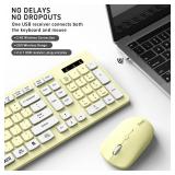 Wireless Keyboard and Mouse Combo, Full-Sized Wireless Keyboard and Adjustable DPI Mouse, 2.4GHz USB Receiver, Keyboard and Mouse for PC, Windows, Desktop, Laptop (Canary Yellow) - Retail: $24