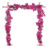 IPOPU 5.9 Ft Artificial Bougainvillea Flowers Garland 2PCS Fake Silk Bougainvillea Vines Long Plant Faux Bougainvillea Wreaths for Centerpieces Table Runner Wedding Arch Wall Decorations (Deep Pink) -