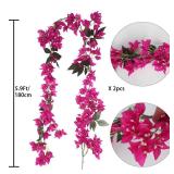 IPOPU 5.9 Ft Artificial Bougainvillea Flowers Garland 2PCS Fake Silk Bougainvillea Vines Long Plant Faux Bougainvillea Wreaths for Centerpieces Table Runner Wedding Arch Wall Decorations (Deep Pink) -