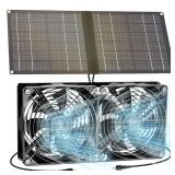 ZIJIN Dual Solar Fan for Chicken Coop, 12W Solar Powered Fans for Outside Shed - Retail: $3,077