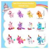 16 Pack Mini Stuffed Unicorn Animal Toys Small Rainbow Stuffed Unicorn Animal Toys Bulk for Christmas Easter Wedding Birthday Goodie Bag Stuffer Party Favors Gift - Retail: $26