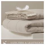 Madison Park Windom Down Alternative Blanket, Premium 3M Scotchgard Moisture Wicking Treatment, Lightweight and Soft Bed Cover For All Season, Satin Trim, Grey Twin - Retail: $27