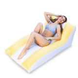 Comfy Floats Giant Inflatable Luxury Chaise Lounger, Chair Pool Float for Adults - White and Yellow - Retail: $45