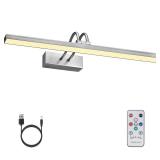 FUNCHDAY Picture Light, Wireless Rechargeable Gallery Lights with Remote, 280LM Dimmable Art Lighting Battery Powered, Timer Set 16 Metal Wall Lights for Paintings, Frame (Black Nickel) - Retail: $2