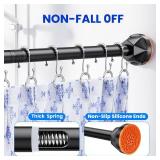 TITGIPE Black Shower Curtain Rod 32-80 Inches, No Drilling Tension Curtain Rod, Rust Proof Adjustable Spring Rods for Bathroom and Window, Stainless Steel - Retail: $20
