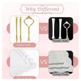 PinCute 5 Pcs Dessert Table Display Set - 2 X Cupcake Stand HolderCup Cake Tier Tower and 3 X Serving Tray Combo for Tea Party, Birthday, Baby Shower (Wave Square) - Retail: $19
