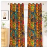 Weesire Boho Blackout Curtains for Bedroom and Living Room, 2 Panels, 100percent Blackout, Colorful Bohemian Hippie Pattern, Multicolor Funky Abstract, Classic Modern Rustic, 52x84 Inches - Retail: $3