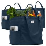 Nook Theory 3 Pcs Reusable Grocery Bags - Heavy Duty Canvas Bags, Large Reusable Shopping Bag, Picnic, 100percent Cotton (Deep Blue) - Retail: $230