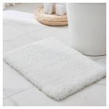 Disolla Small Bathroom Rugs 17x24 Non Slip White Fluffy Bath Mat for Bathroom Floor Machine Washable Plush Luxury Bath Rug for Tub Soft Shaggy Absorbent Shower Mat - Retail: $15