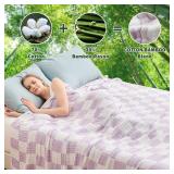 EMME Checkered Throw Blanket Cotton for Couch Soft Muslin Blankets 50\x60\in Lightweight Breathable Cooling Soft All Season Gauze, Lavender - Retail: $20in