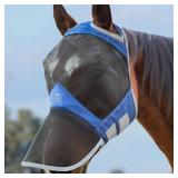 Harrison Howard CareMaster Pro Luminous Horse Fly Mask Large Eye Space Full Face Standard with Nose No Ears Aquamarine Full Size - Retail: $747