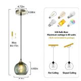 LBSQJ Gray Green Glass Pendant Lights Kitchen Island Lighting Globe Pendant Light Fixtures Modern Pendant Lighting for Kitchen Island Bedroom Living Dining Room Light Fixture(5.9in, 2-Pack) - Retail: 
