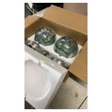 LBSQJ Gray Green Glass Pendant Lights Kitchen Island Lighting Globe Pendant Light Fixtures Modern Pendant Lighting for Kitchen Island Bedroom Living Dining Room Light Fixture(5.9in, 2-Pack) - Retail: 