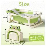 BUNWAG Baby Bathtub, Collapsible Newborn Bathtub for Infant to Toddler 0-24 Months with Soft Cushion and Thermometer,Portable Travel Newborn Tub with No-Slip Feet, Baby Shower Gifts,Green - Retail: $5