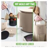GreenLife 20oz Electric Lunch Box Food and Soup Warmer, PFAS and PFOA-Free Ceramic Nonstick Interior, Portable for Travel and Office, Spill-Proof Lid, Removable Bowl, Dishwasher Safe, Taupe - Retail: 