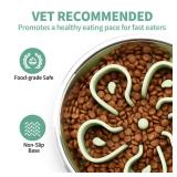 Stainless Steel Slow Feeder Dog Bowl, Bestalk 2-in-1 Metal Dog Bowls with Silicone Slow Feeder Insert for Small, Medium, Large Dogs(Green,2 Cups) - Retail: $22