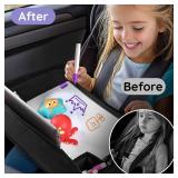 Kids Travel Tray, Kids Travel Trays for Car Seat, Road Trip Essentials for Toddler, Carseat Lap Tray with Dry Erase Board and Storage Organizer for Road Trip Activities for Kid, Black - Retail: $19