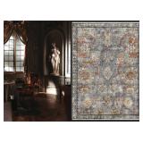 RUGSURE Washable Area Rugs - Perfect for Living Room, Bedroom, Kids Room, Nursery - Stain and Water Resistant Non-Slip, Pet and Child Friendly, Vintage Tribal Area Rugs (Turmeric and Grey, 4
