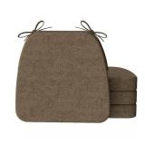 AAAAAcessories D-Shaped Chair Cushions, 2\ Thick Dining Chair Pads with Ties and Removable, Machine-Washable Cover, 17\in x 16\in, Set of 4, Taupe - Retail: $55in