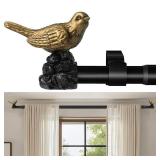KVEEO Vintage Gold Curtain Rod 18 to 45 Inches Curtain Rods for Windows Adjustable Drapery Rod with Bird Finials Heavy Duty Curtain Rod for Kitchen Window Living Room - Retail: $16