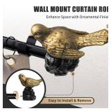 KVEEO Vintage Gold Curtain Rod 18 to 45 Inches Curtain Rods for Windows Adjustable Drapery Rod with Bird Finials Heavy Duty Curtain Rod for Kitchen Window Living Room - Retail: $16