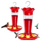 FEED GARDEN 10oz Plastic Hummingbird Feeders for Outdoors - 2 Pack, Ant and Bee Proof, 6 Feeding Ports, Easy Clean Red Nectar Feeders for Outside Hanging, Gifts for Mom - Retail: $20