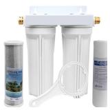 External RV Dual Water Filter System for RVs Boats Motor Homes Marines,Included Two Fliters and Mounting Bracket - Retail: $54