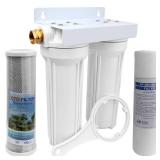 External RV Dual Water Filter System for RVs Boats Motor Homes Marines,Included Two Fliters and Mounting Bracket - Retail: $54