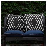 Adabana Outdoor Waterproof Throw Pillow Covers Set of 2 Boho Geometric Pillows Cover for Patio Garden 18 x 18 Inch Black and White - Retail: $9