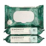 The Honest Company Flushable Wipes for Sensitive Skin, Fragrance-Free Hypoallergenic pH-Balanced Feminine Wipes, 99percent Water Safe-to-Flush Wipes, Tropical Leaves, 126 Count - Retail: $11