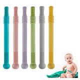 Fu Store Hollow Teether Tube Chew Straw Sensory Toy for Infant Toddlers Silicone Tubes Teething Toys for Babies 18-36 Months Gifts Learning Developmental Toys BPA Free Freezable 6 Pack - Retail: $7