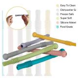Fu Store Hollow Teether Tube Chew Straw Sensory Toy for Infant Toddlers Silicone Tubes Teething Toys for Babies 18-36 Months Gifts Learning Developmental Toys BPA Free Freezable 6 Pack - Retail: $7