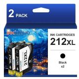 212XL Remanufactured Black Ink Cartridge Replacement for Epson 212 212XL T212XL Compatible Workforce WF-2830 WF-2850 Expression Home XP-4100 XP-4105 Printer 2 Pack - Retail: $21