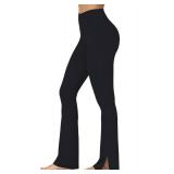 Sunzel Sunzfly Split Hem Flare Leggings for Women, High Waisted Casual Bootcut Flared Yoga Pants with Tummy Control 30\ Black Small - Retail: $1,340in