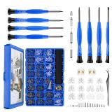 Upgrade Version Magnetic Eye Glass Repairing Kit, Eyeglass Repair Tool Kit with Compact Screw Box Include Nose Pads, Precision Screwdriver Set, Screws, Tweezer for Eyeglass, Sunglass, Spectacles Watch