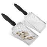 2pcs Gardening Soil Sifter, 3.8mm and 5.0mm Mesh Sieve for Gardening, Dirt Sifter Compost Sifters with Handle, Multi-Functional Garden Sieve Potting Scoop for Sand, Rocks(Color:Silver) - Retail: $9