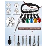 Push to Unlock,Katerk 6pcs 14 inch Hex Shank Aluminum Alloy Screwdriver Bit Holder Light-Weight Quick-Change Extension Bar Keychain Drill Screw Adapter Portable,Black Carabiner,Tool Gifts for Men - Re