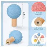 Memorywuu 6 Pcs Wool Round Wall Hook Kids Wall Coat Hooks Kids Coat Rack Wall Mount Wool Wooden Coat Hooks Hat Rack for Home Living Room Nursery Minimalist Wall Decor (Pastel Color) - Retail: $18