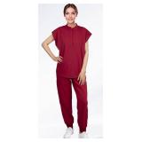 Eadflie Scrubs for Women Set - with Sleeveless Stand-Up Collar Scrub Top and Jogger Scrub Pants, Cool Stretch, Comfortable and Breathable Nurse Uniform, 8-Pocket Design - [RedM] - Retail: $24
