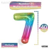 KatchOn, Giant Jelly Number 7 Balloon - 40 Inch | Multicolor Rainbow 7 Balloon Number Birthday Decorations | Rainbow 7 Balloons for Birthday Girl, Boy | 7 Number Balloons for Anniversary Decorations -