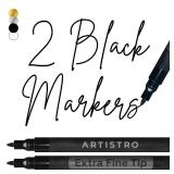 ARTISTRO 2 Black Acrylic Paint Markers - 0.7mm Extra Fine-Tip Paint Pens - Perfect for Crafting, Art Projects, and More - Retail: $7