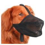 Mayerzon Dog Muzzle, Patented Soft Mesh Muzzle for Small Medium Large Dogs for Scavenging Biting Licking and Chewing, Allows to Pant and Drink (XL, Black) - Retail: $20