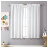 Chyhomenyc White Curtains 45 Inch Length 2 Panels, Faux Linen Textured Semi Sheer Light Filtering Soft Airy Rod Pocket Window Treatment Drapes for Living Room Bedroom, 30Wx45L Inch, 2 PCS - Retail: $1